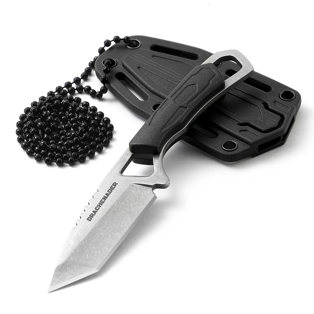 Cuchillo táctico pequeño de cuello de hoja fija, cuchillos de caza EDC con funda, cuchillo afilado para exteriores, Camping, senderismo, autodefensa