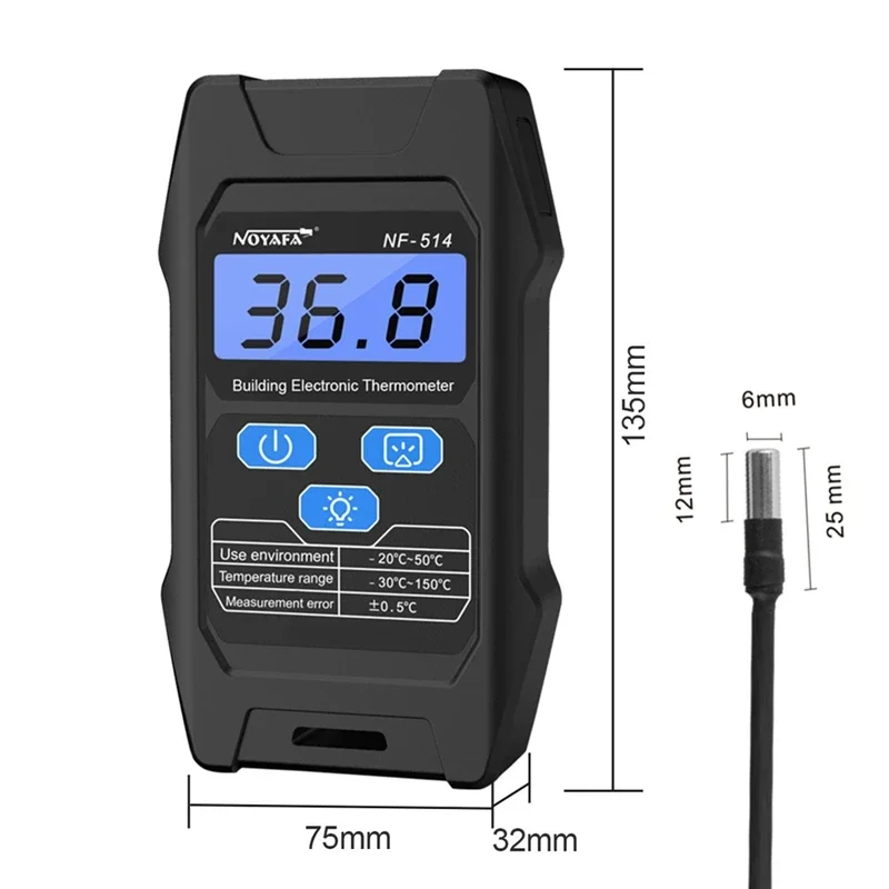NOYAFA NF-514 Portable Building Electronic Thermometer Temperature Tester High Accurancy LCD Thermodetector Temp Measure Tool