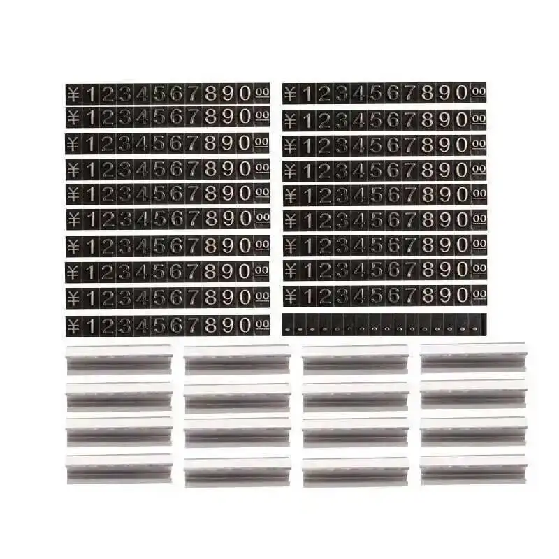 16 Pieces Golden Silvery Black Number Letter With Base Adjustable Price Display Stand Tag Label Sets Of Number Labels