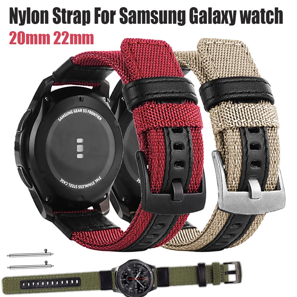 20mm 22mm Nylon OutdoorStrap for Samsung Galaxy Watch 3 46mm Active2 Gear S3 Replacement Band Amazfit HUAWEI Watch GT2 Soprt 