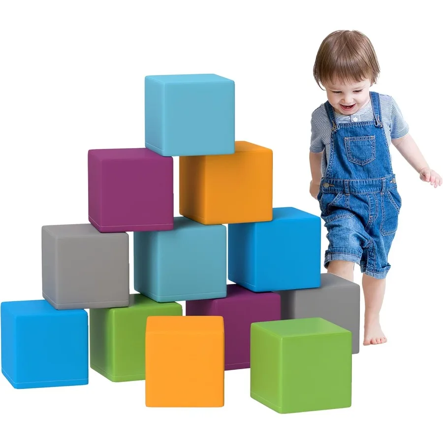 

Soozier, 12-компонентные мягкие игровые блоки, мягкие игрушки из пенопласта, строительные и штабелируемые блоки, обучающие игрушки для малышей, дошкольников
