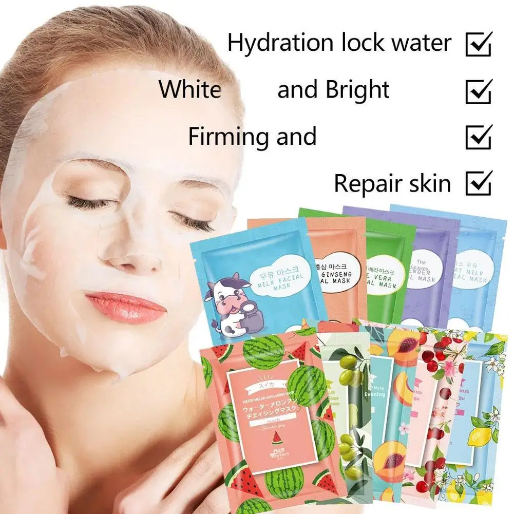 

New 1bag Fruit Floral Fragrance Face Mask Moisturizing Firming Hydrating Chamomile Blueberry Facial Masks For Face Skin Care