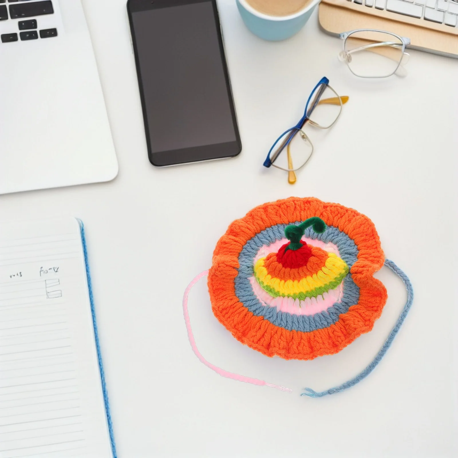 

Cat Costume Kitten Rainbow Beanie Cute Knitted Pet Hat with Ear Holes Soft Comfortable for Halloween Birthday Party Colorful