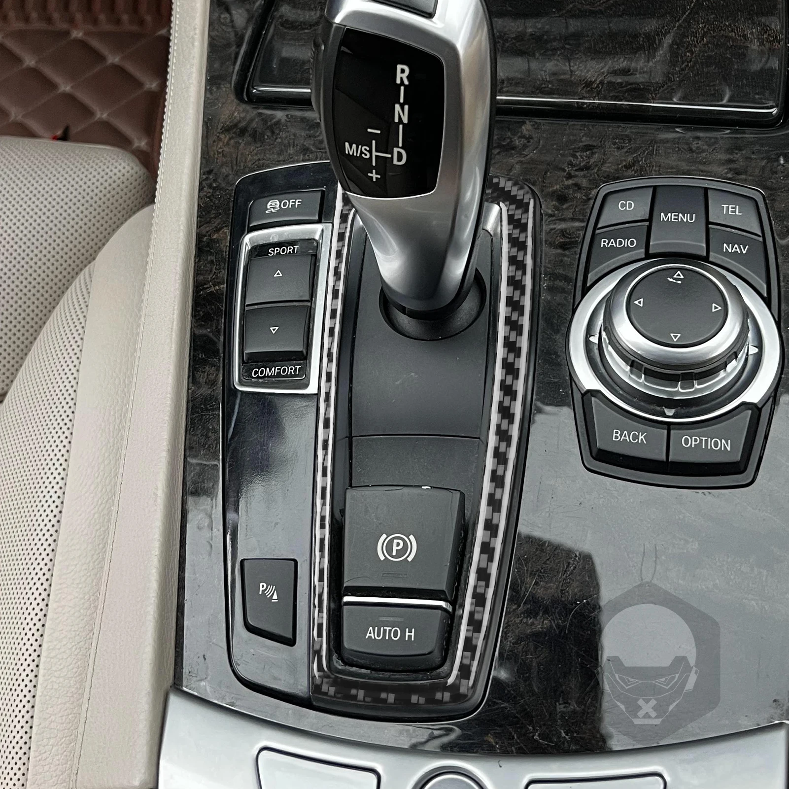 Carbon Fiber Car Accessories Gear Shift Interior Trim Cover Soft Sticker For BMW 7 Series F01 730li 740li 750li 2009-2014