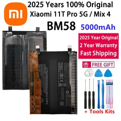 Xiaomi-11T Pro 5G Mix 4 Mix4 Battery, 5000mAh, BM58, Cellphone Replacement Batteries, 100% Original, High Quality, New, 2025
