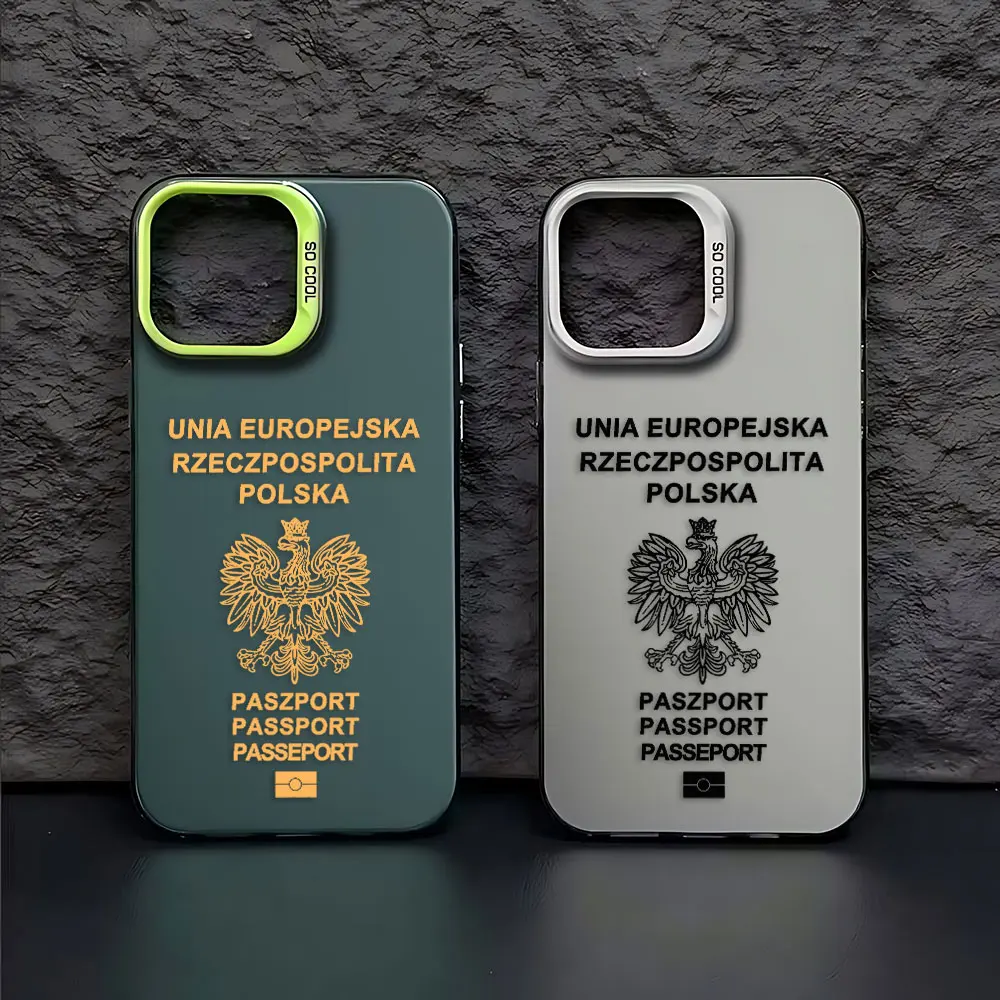 Poland Passport Phone Case For iPhone 16 15 14 13 12 11 mini Pro Max X XR XSMAX 8 7 Plus Anti Fall Matte Back Cover