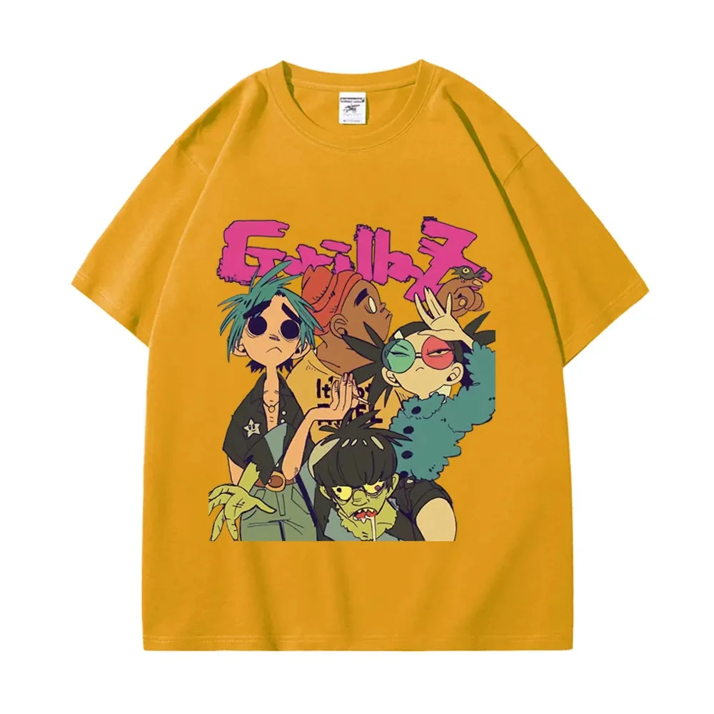 Trend Band Gorillaz Printed T Shirts Men Women The High Street Fashion Oversized T-shirts Gothic Hip Hop Short Sleeve T-shirt