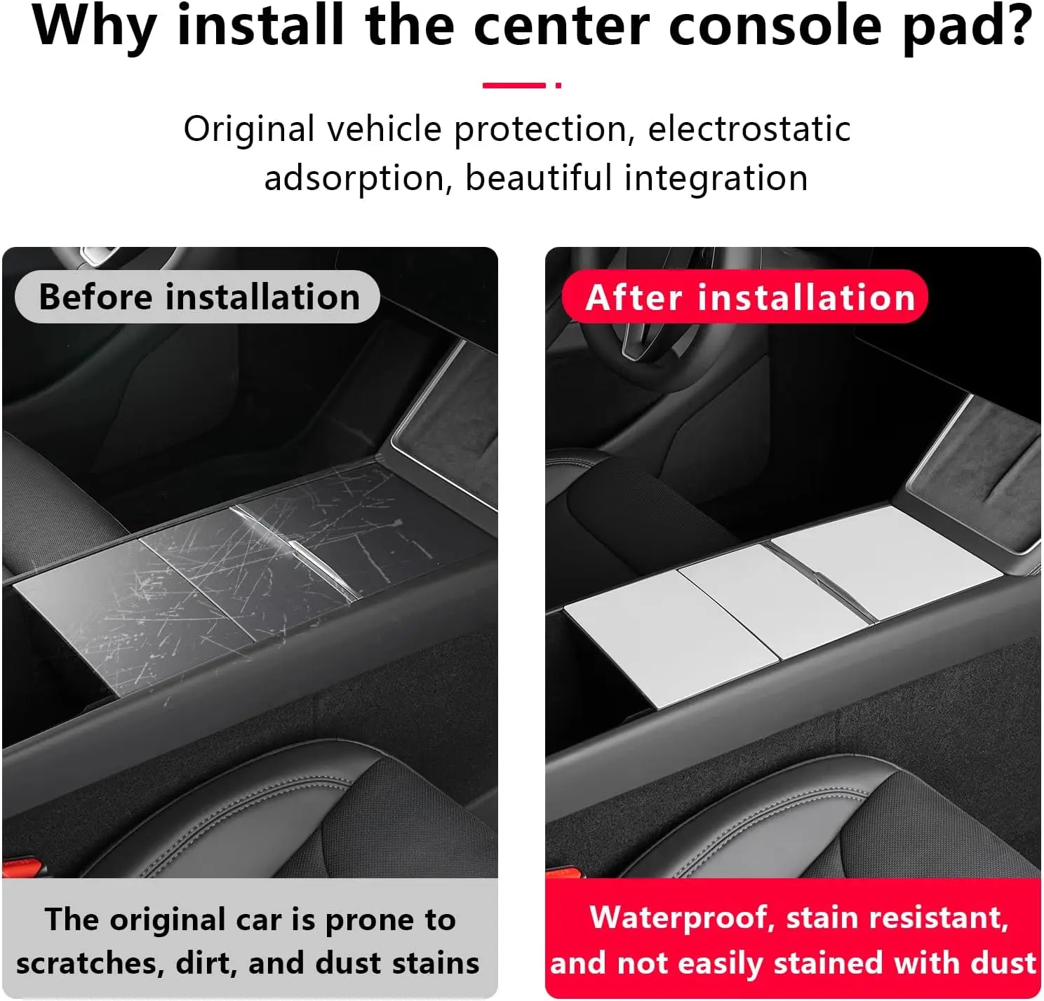 2026 For Tesla Model Y Juniper Model 3 Highland Console Electrostatic Adsorption Cover For Tesla Interior Decor Accessories