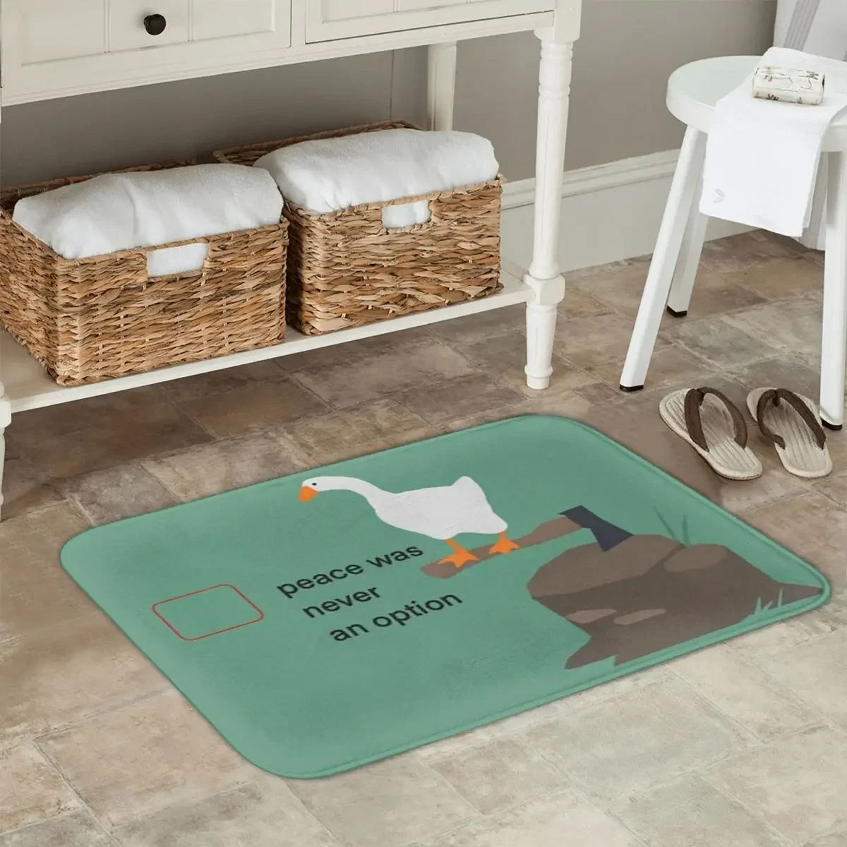 

Забавный коврик с гусем и надписью «Мир никогда не является возможностью», для кухни, прихожей, нескользящий, для защиты пола