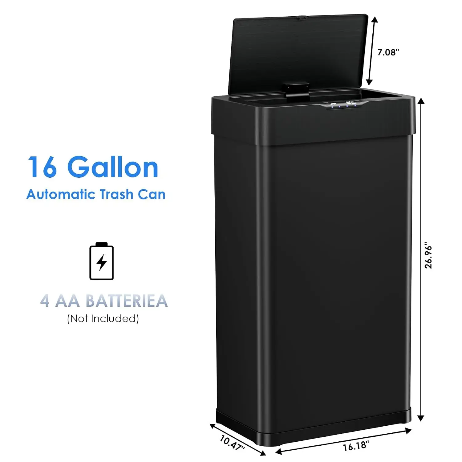 Sensor Trash Can, Touchless Motion Sensor Trash Bin, Smart Automatic Garbage Can with Soft-Close Lid, Bag Retainer Ring