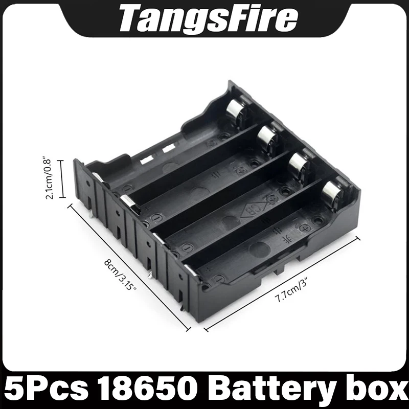 

4Slots 18650 5 Pcs Battery Holder 3.7V Storage Box Extension Container Rechargeable Li-ion Batteries Case Holder