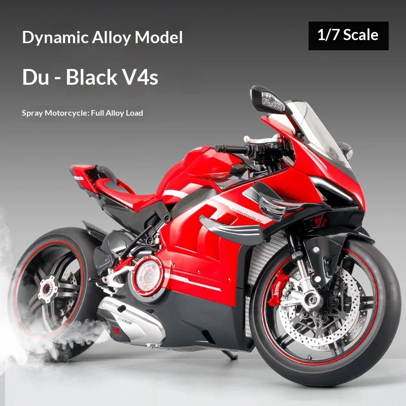 Modello di moto XLG 1:7 Ducati Panigale V4S - Pressofuso in lega con effetto fumo e luce/suono Regalo da collezione con licenza ufficiale