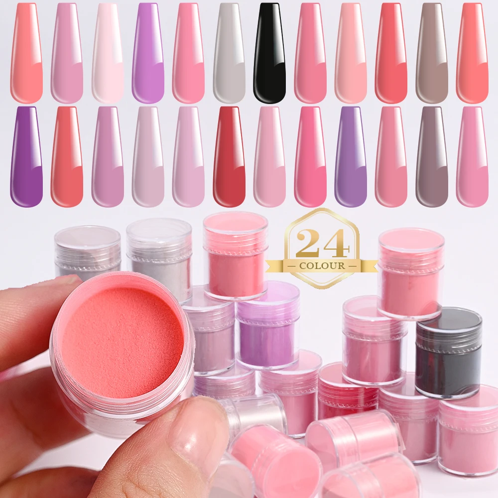 

24Jars*5g Nude Pink Acrylic Nail Powder Professional Polymer Crystal Dust for Nails Extension Carving French Tips Acrylic Powder