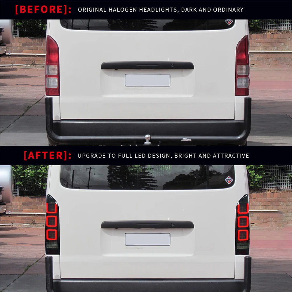 For The Sea Lion taillight assembly is suitable for the 05-18 Toyota Hiace full LED flowing turn signal taillights