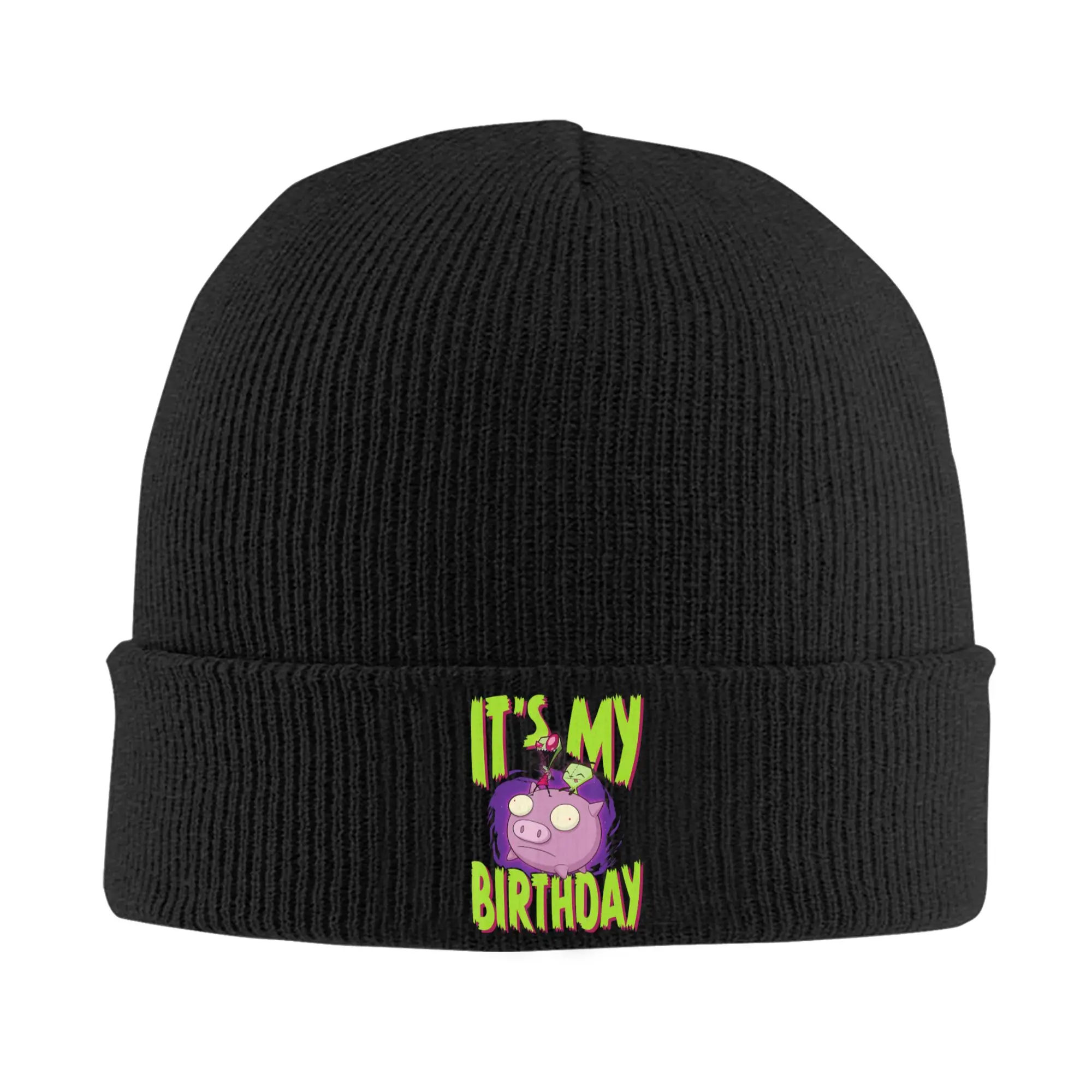Invaders Zim It's My Birthday Knitted Hat Women's Men's Beanie Winter Hats  Warm Caps