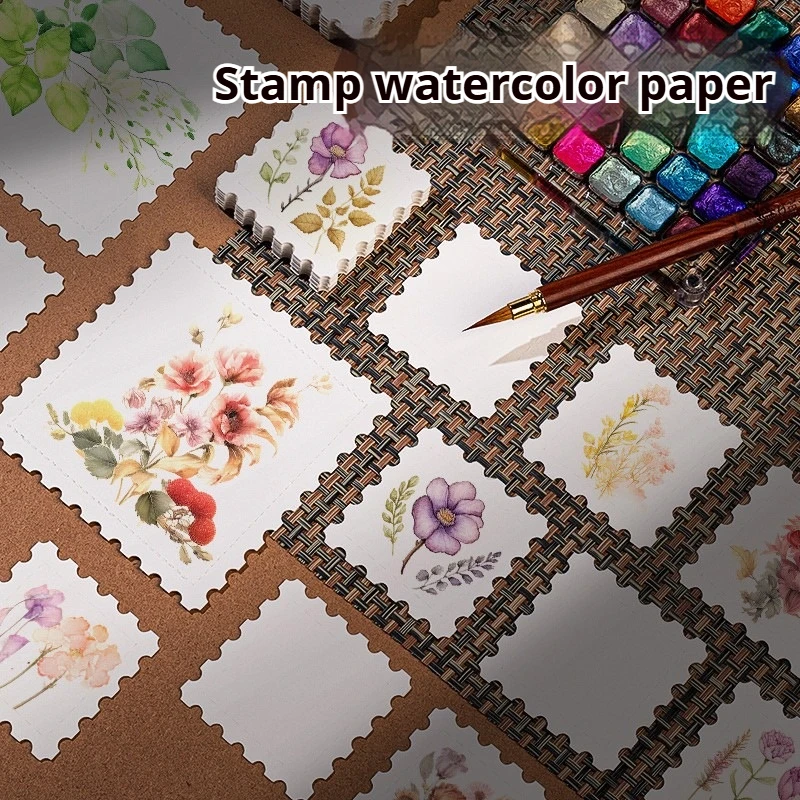 بورانس ختم تذكرة كعب ورق ألوان مائية 25/75 ورقة 300 جرام خطوط دقيقة مربع ألوان مائية ورق رسم فني لوازم الرسم