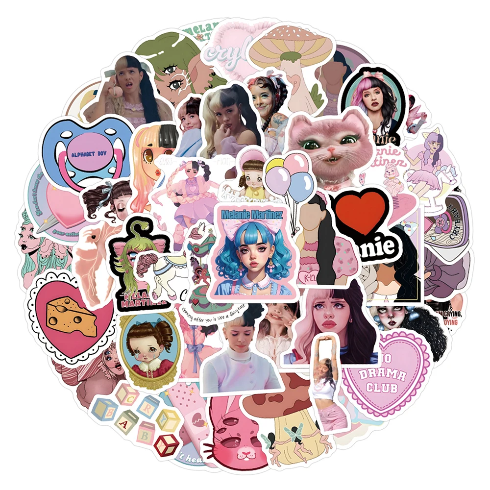 Melanie Martinez Decalques Estéticos, Cantores Adesivos, Graffiti Adesivo, Decoração Laptop, Notebook, Telefone, Mala, Brinquedos, 10 Pcs, 30 Pcs, 60Pcs