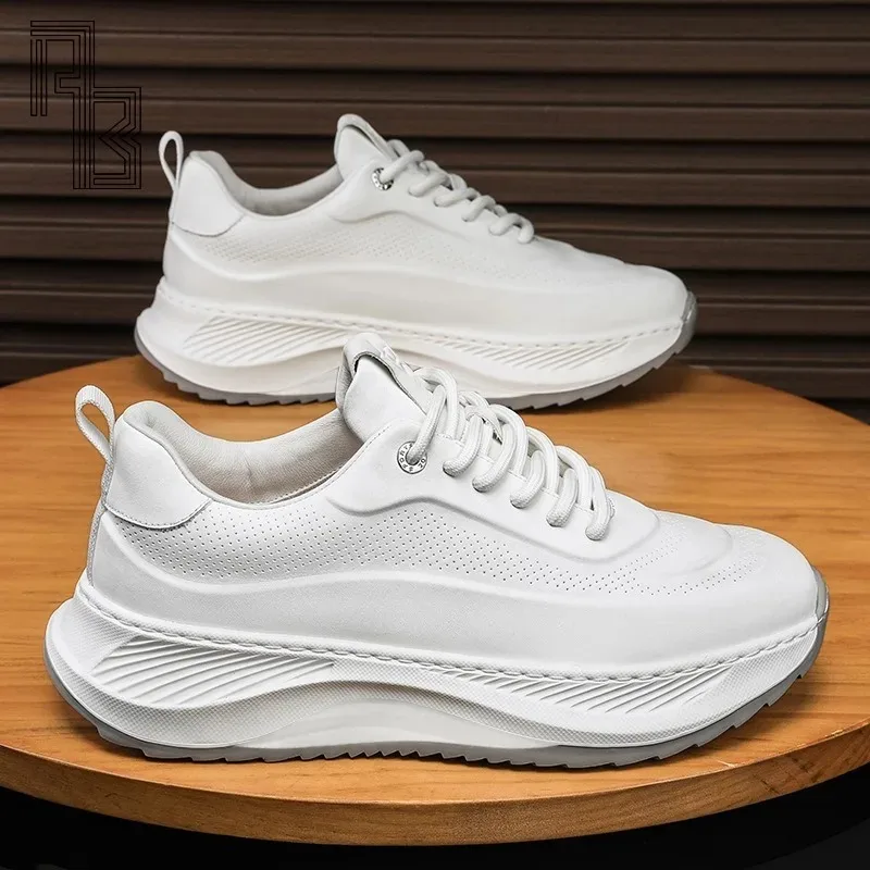 

Men's Leather Casual Shoes, Height Increasing Dad Shoes, Fashionable and Versatile Thick Soled Sports Board Shoes