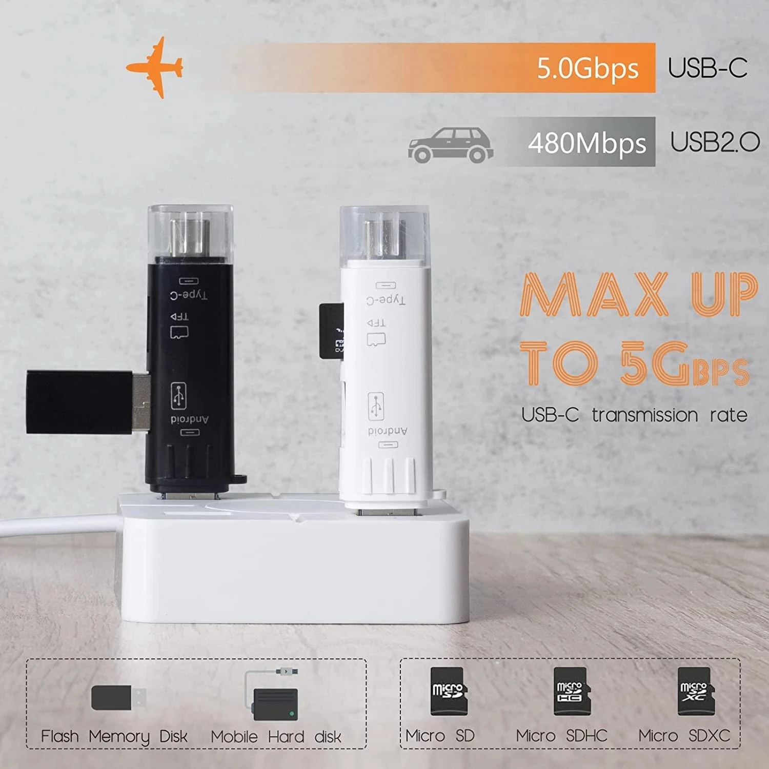 5 Trong 1 Đa Năng Usb 2.0 Loại C/Usb /Micro Usb/Đầu Đọc Thẻ Nhớ Tf/SD đầu Đọc Thẻ OTG Adapter Phụ Kiện Điện Thoại