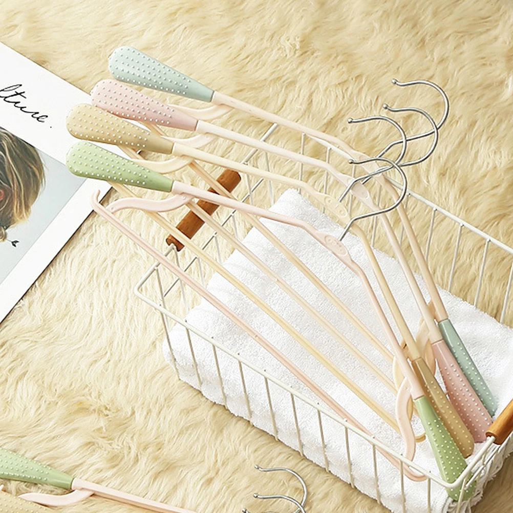 

5 pcs Seamless Hangers Plastic Metal Non Slip Trackless Hangers For Adult Clothes Broad Shoulders Wrinkle Free Clothing