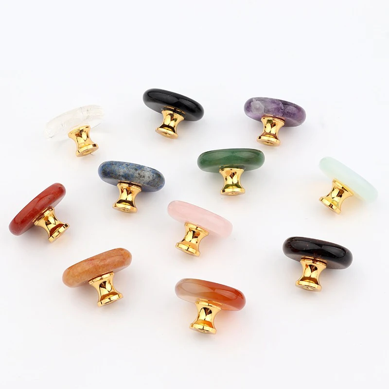 Natural Stone Crystal Handle Cupboard Drawer Decorative Handle Kitchen Cabinet Handle Pink Black Quartz Obsidian Furniture Knob