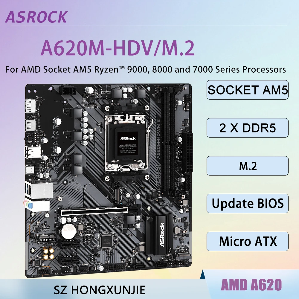 ASROCK A620M-HDV/M.2 AM5 DDR5 motherboard CPU support Ryzen 7