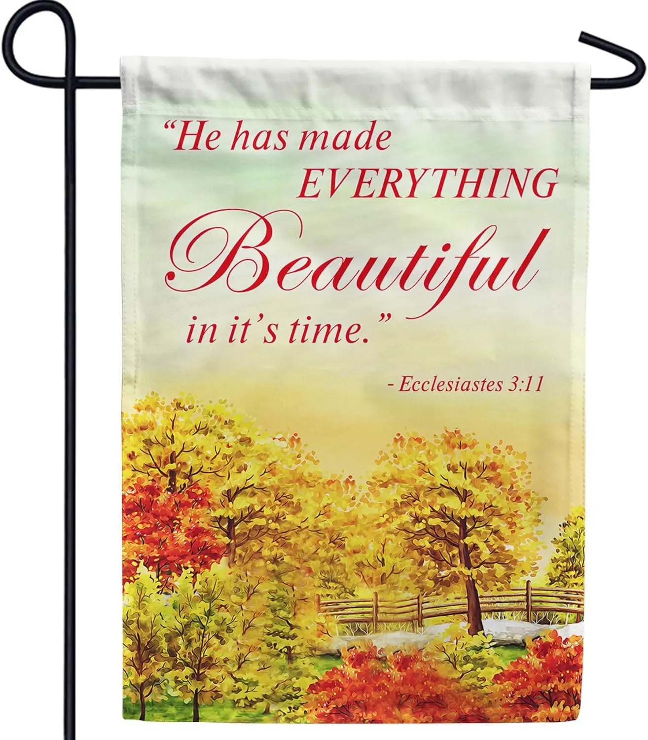 America Forever Bible Verse Garden Flag - 12.5 x 18 inch - Ecclesiastes 3:11 Everything Is Beautiful - Christian Quotes Double S