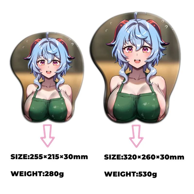 

Genshin Impact Ganyu Sexy Apron Outfit 3D Oppai Mouse Pad Big Gamer Anime Cute Wrist Rest Silicone Gel Mat Boobs Mousepad