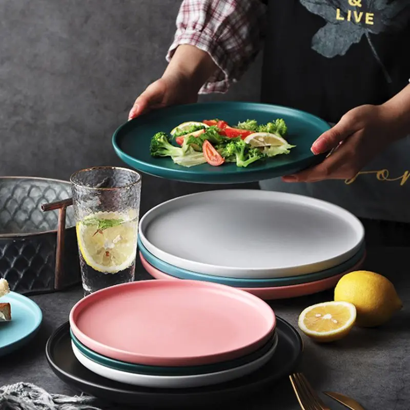 6/8/10 Inch Porcelain Dinner Plates Round Serving Plate Pizza Pasta Serving Plates Matte Glaze Dessert Dishes For Dinnerware