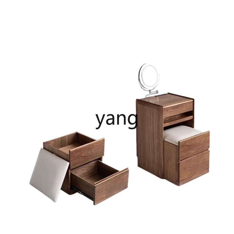 

LMM black walnut solid wood small cosmetic table small apartment bedside storage cabinet