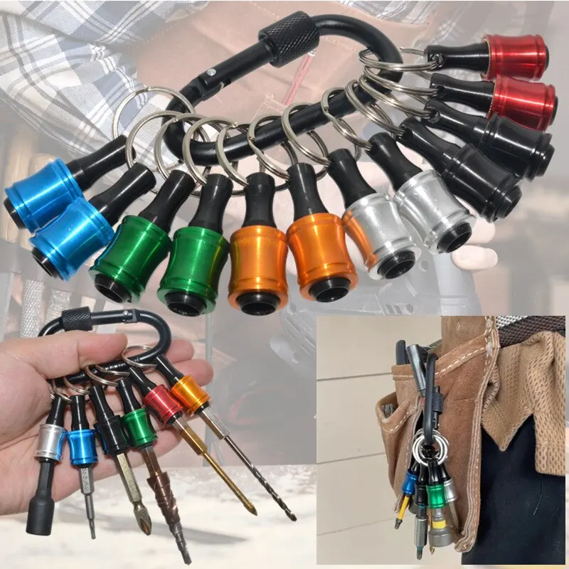 Upgrade, Push to Unlock, 12pcs 1/4 Inch Hex Shank Aluminum Alloy Screwdriver Bits Holder Light-weight Quick-change Extension Bar