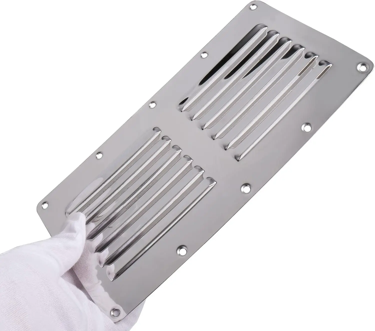 Marine Stainless Steel Stamped Louvered Vent Rectangular Air Grill Cover Ventilation Louver