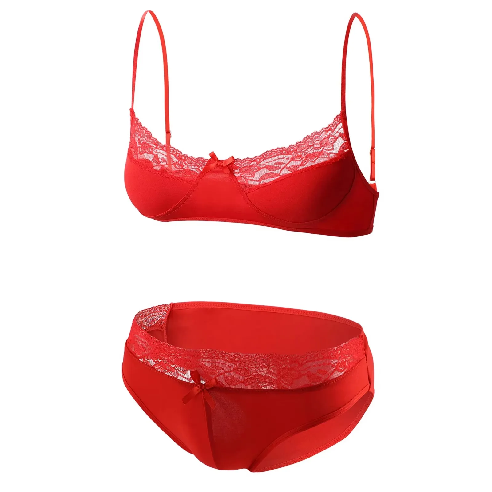 

Men Sexy Lingerie Set Sissy Lace Bra & Brief Underwear Exotic Nightwear Sleepwear