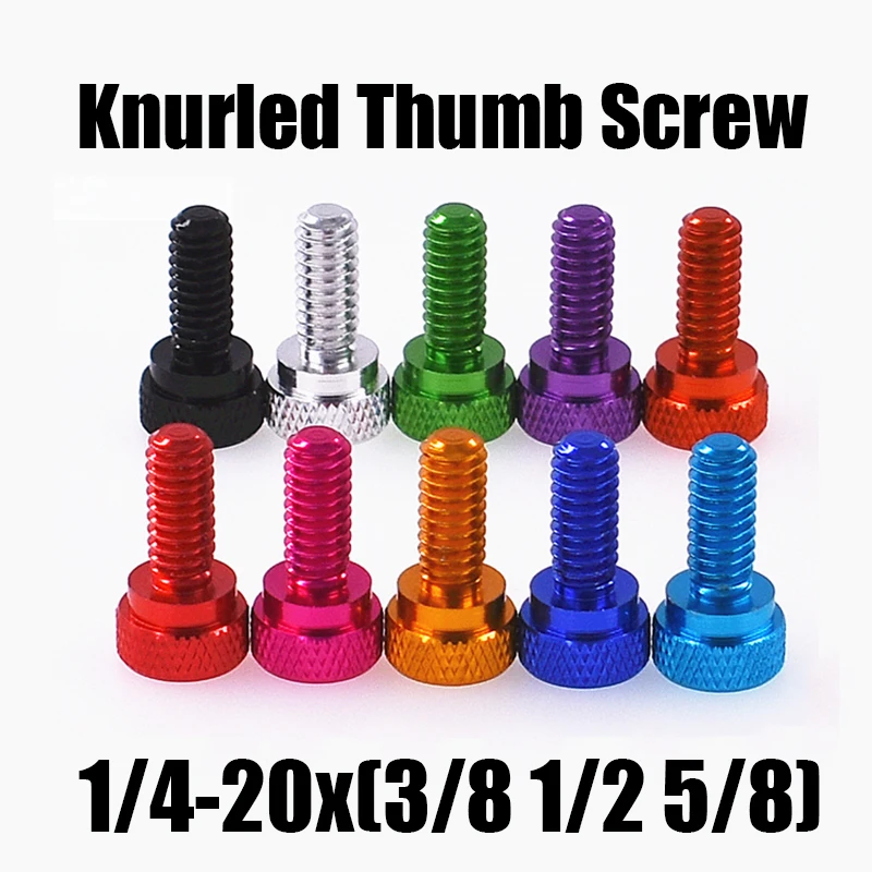 

1/4-20x(3/8 1/2 5/8) American Colourful Aluminum Knurled Thumb Screw Hand Tighten Thumb Screw For Computer Case/Model Airplane