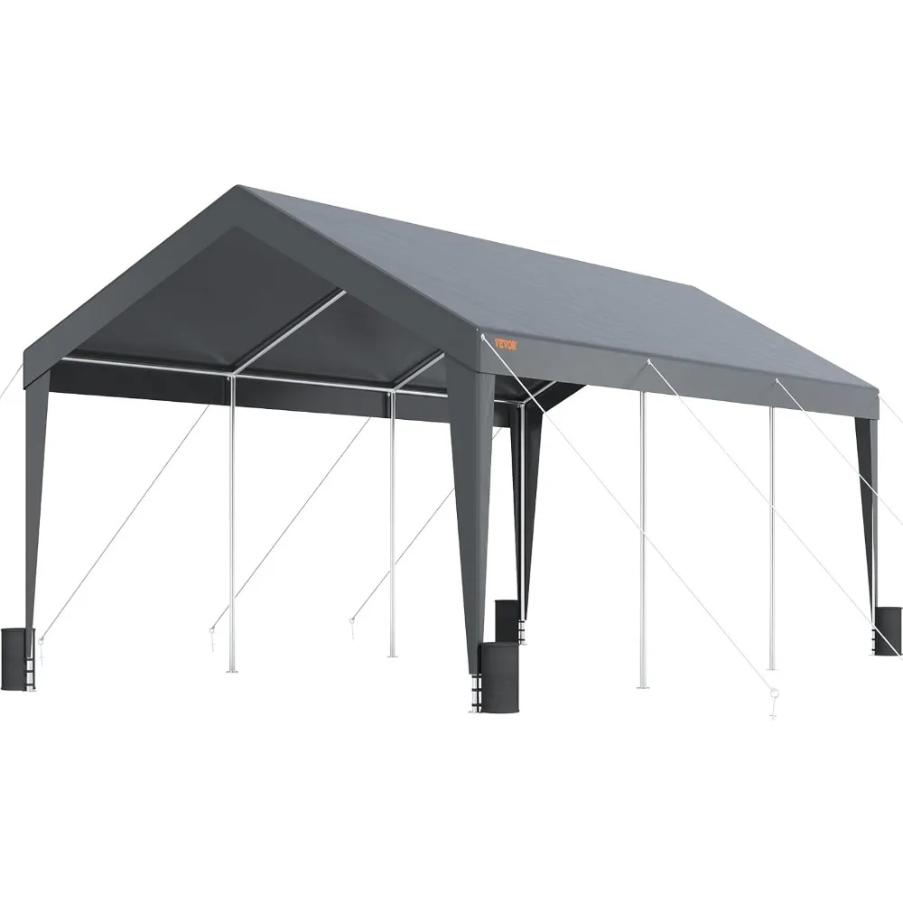 

Автомобильный навес Carport 10x20 футов, модернизированная сверхмощная палатка для гаража и лодки с 8 усиленными столбами и 4 весами Ba