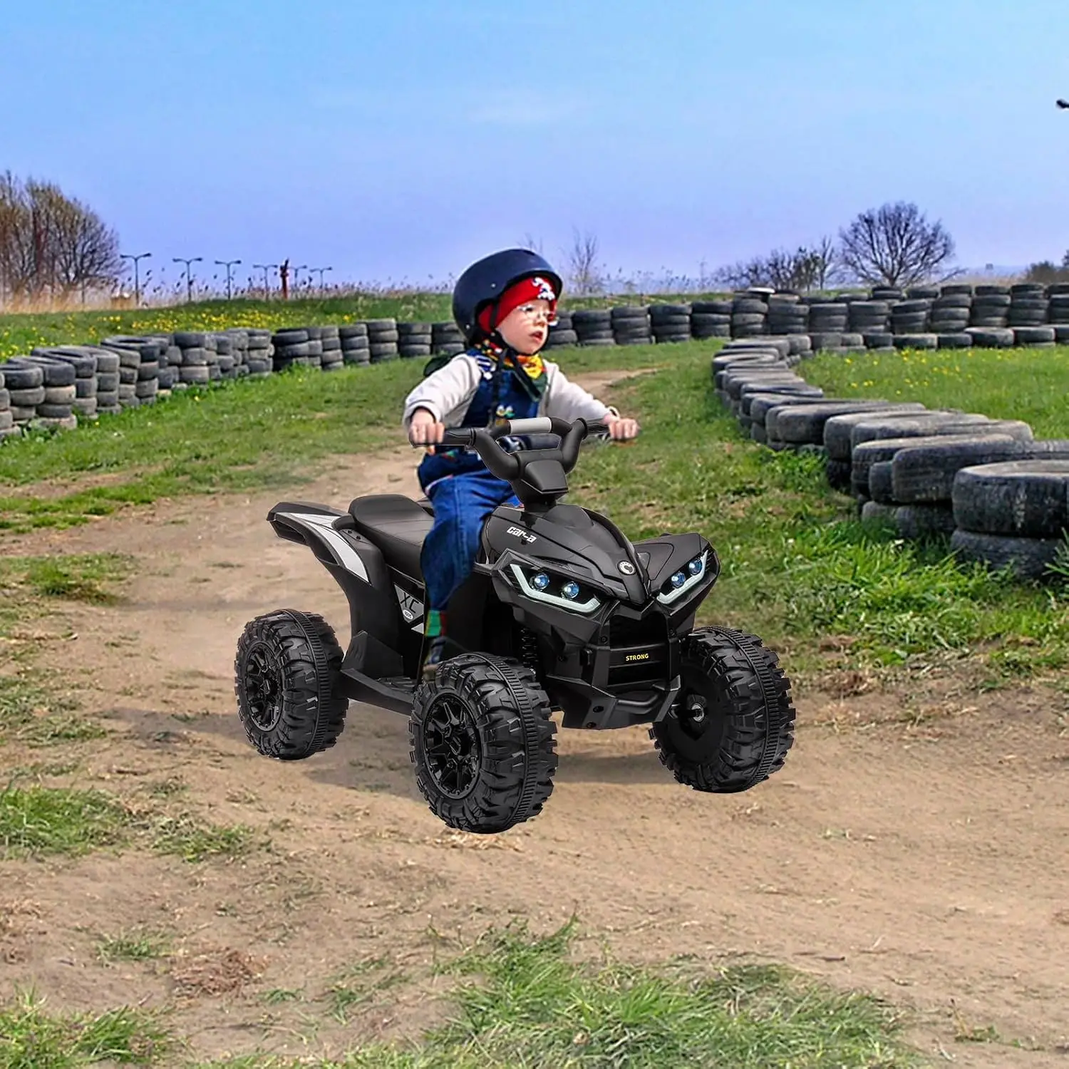 12V Kids Ride on ATV, Electric 4 Wheeler with Parent Remote Control & Manual Foot Pedal, Dual-Mode Operation, LED Headlights, Music & Sound Effects, Battery Powered Ride-on Toy for Ages 3-8, Black