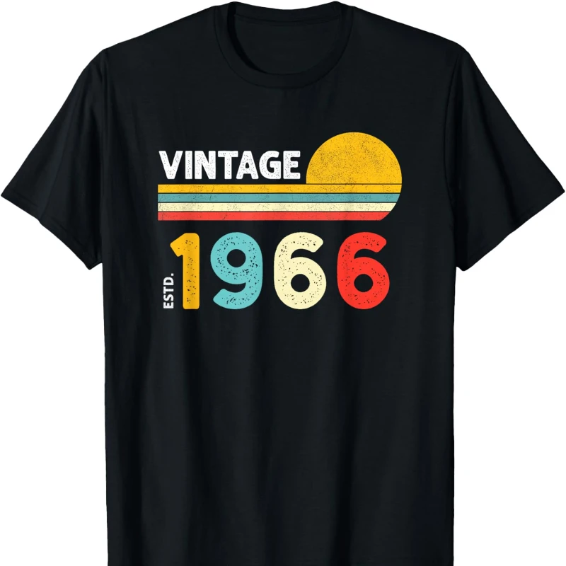 

Vintage 1966 Nostalgia T-Shirt High quality cotton Crewneck printed T-shirt tops All-match casual style Regular short sleeve