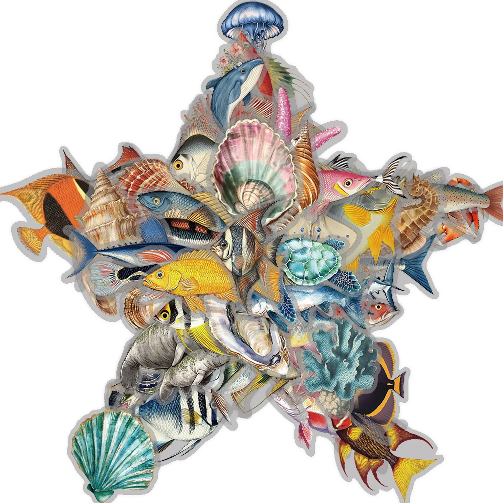 50 قطعة ملصقات الكائنات البحرية Harajuku لوح التزلج الإبداعي ورقة الهاتف الأمتعة مقاوم للماء هدايا الكمبيوتر ورقة Chambre