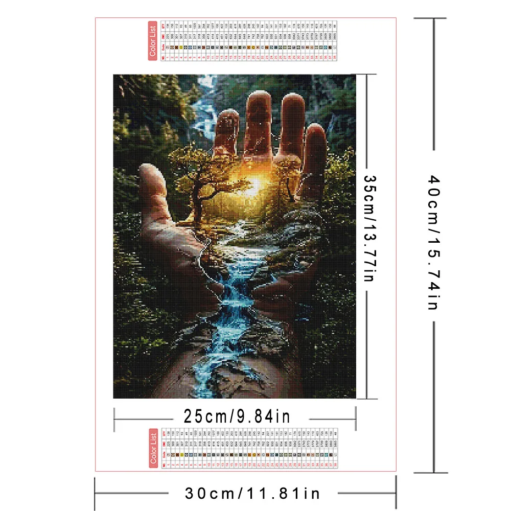 AZQSD New Diamond Painting 2026 Waterfall Landscape Handicrafts Full Square Round Drill Mosaic Hand Sunset HOme Decor