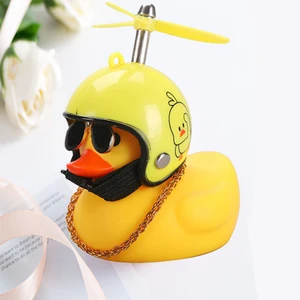 Small yellow duck with helmet for car pendant, road bike, engine, riding, cycling accessories, lights without lights 12 Main Sales Gadgets for Cars - №8