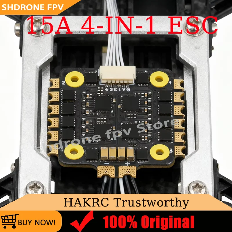 

HAKRC 15A 4-in-1 ESC Input Voltage 2S-4S Lipo Low-Noise 15A Continuous Current for FPV Freestyle Drones Accessories