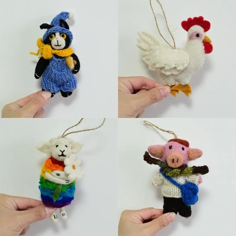 Nepal handmade wool felt bag pendant cute little animal plush doll piggy felt pendant gift