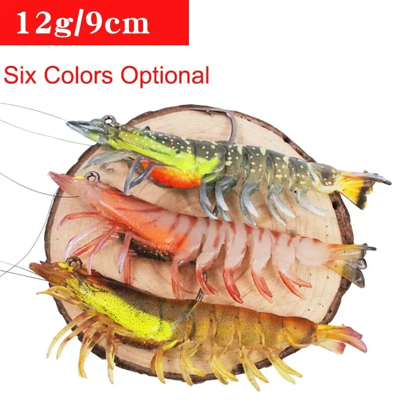 BURLE Shrimp Lure Soft Plastic Fishing Lures Redfish Bass Prawn Lure With Pre-Rigged Head