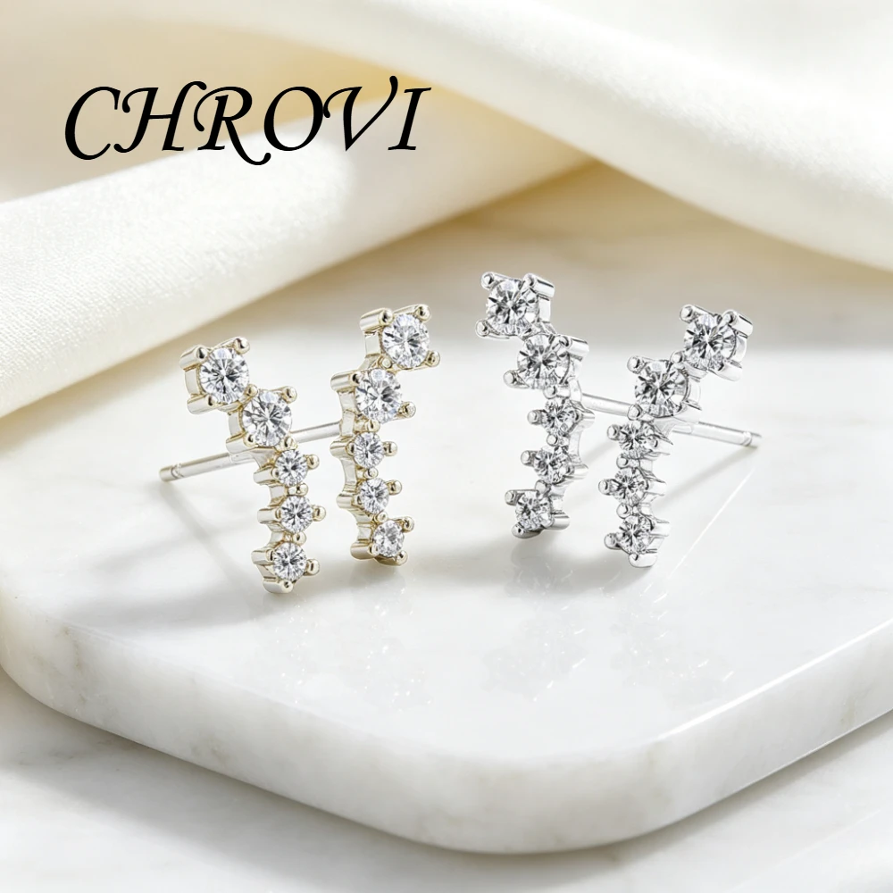 Luxury-Style 925 Sterling Silver New Model Set-of-Diamonds Elegant Ear Studs for Women - Versatile Earrings