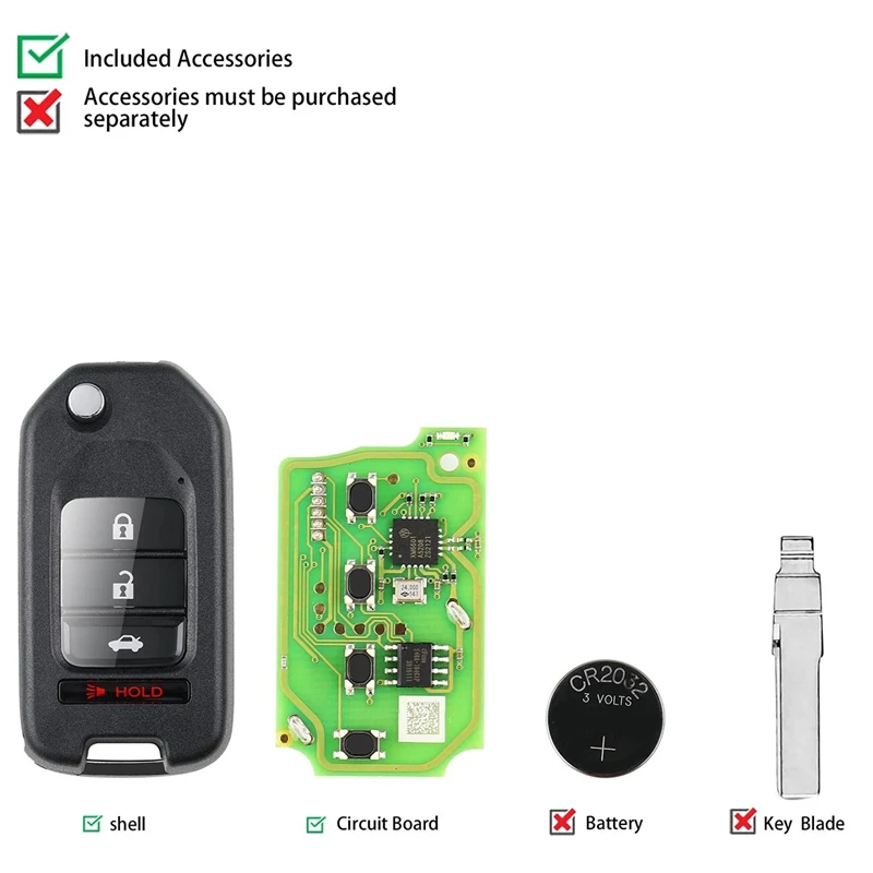 For Xhorse XKHO01EN Universal Wire Remote Key Fob Flip 3+1 Button For Honda Type For VVDI Key Tool