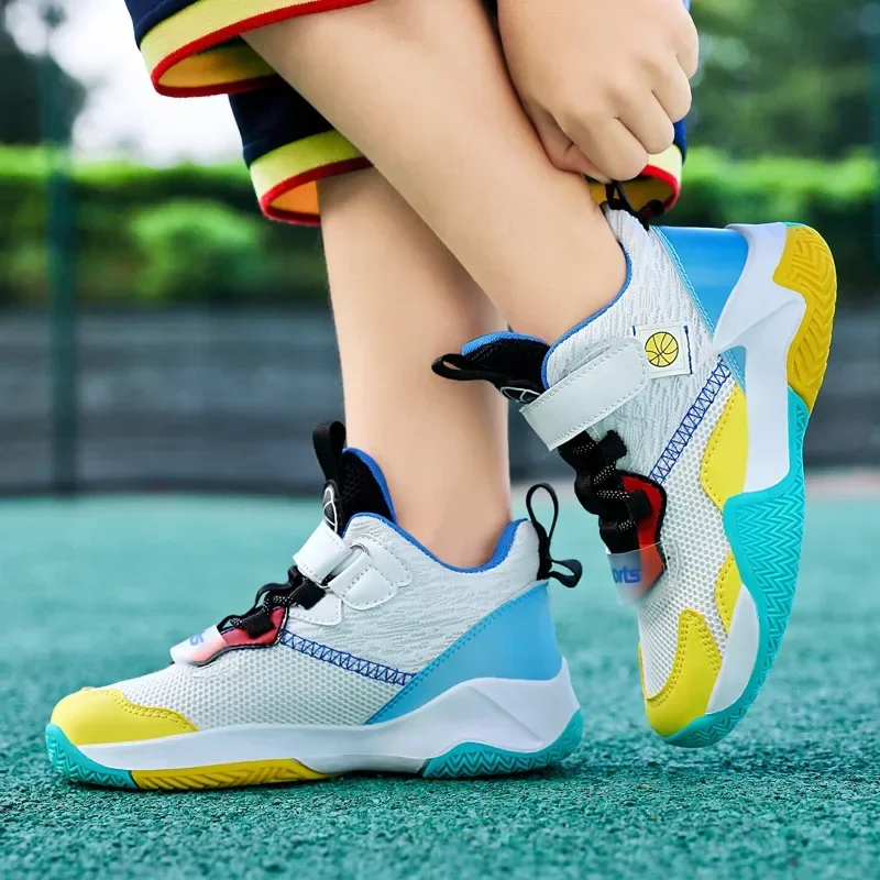 Children's Basketball Shoes 2024 New Non-slip Breathable Boys' Shoes Children's Sports Shoes for Primary School Students