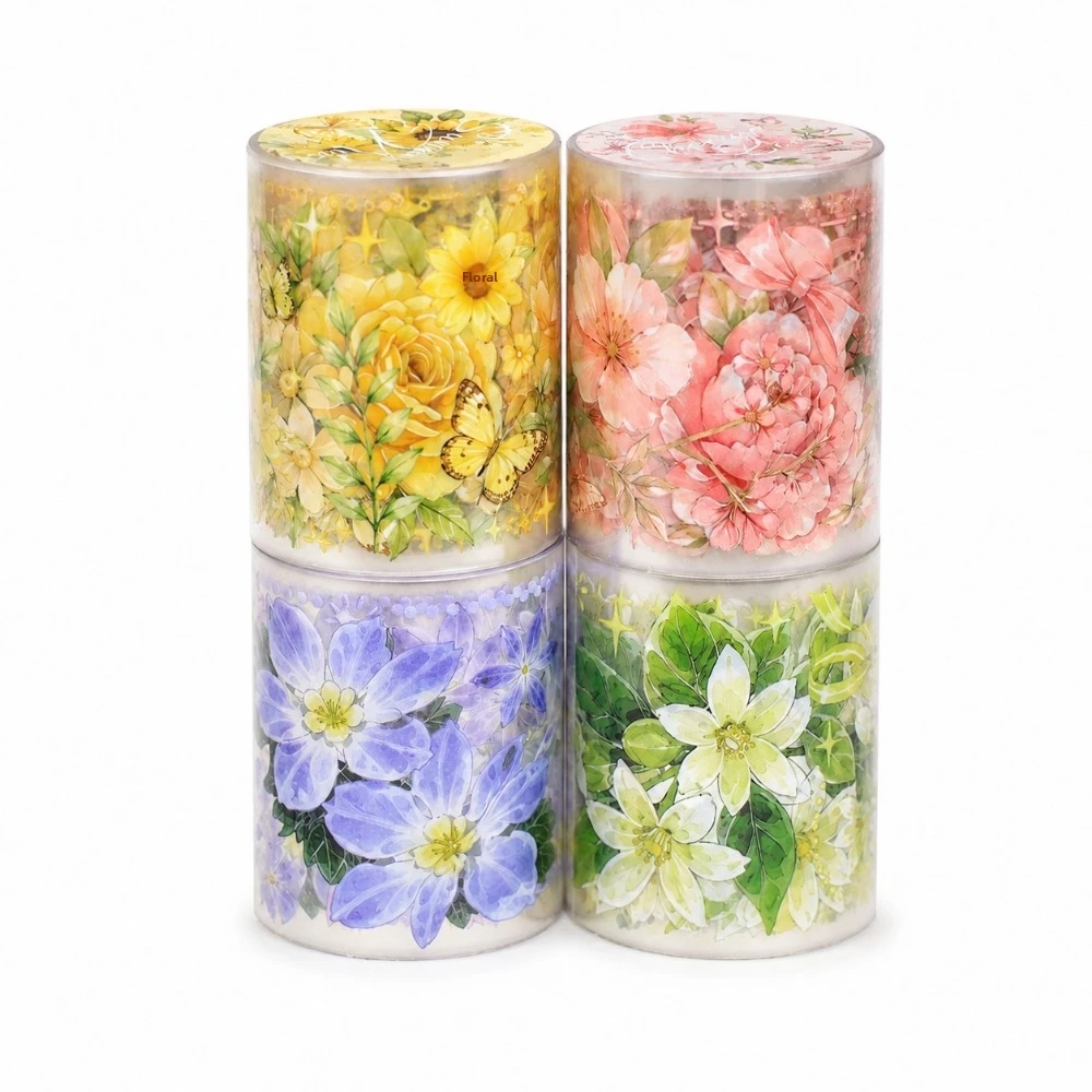 Schulbedarf DIY Blumen-PET-Band Transparentes Schleifen-Blumen-Aufkleberband Buntes Tagebuch-Dekorationsband für Journaling – Detail 12