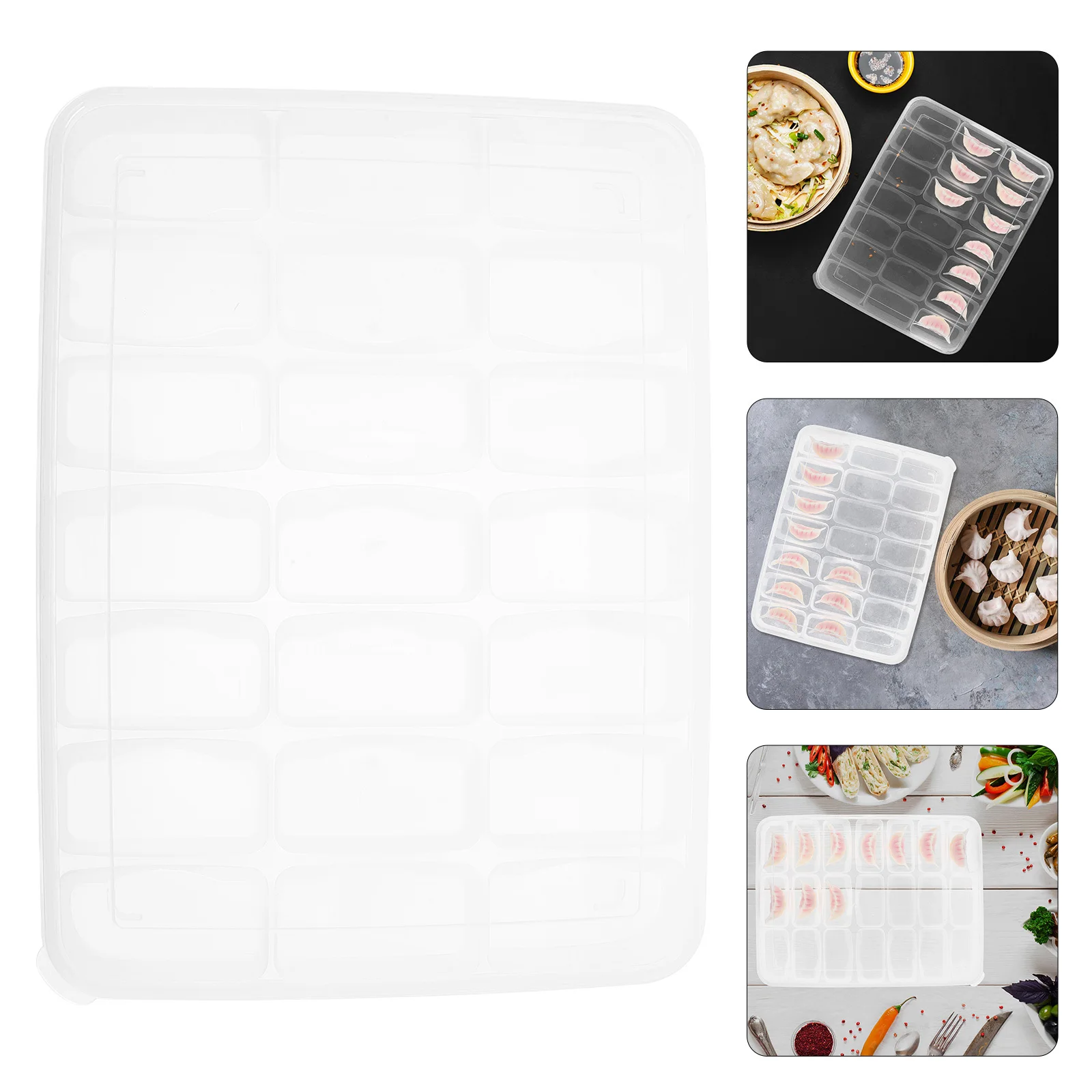 

1Pcs Food Container Dumpling Box 21-Grid High-Quality PP Material Removable Lid Freezer Safe Kitchen Dumpling Storage Organizer