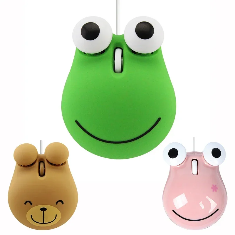 

Cute Mini 3D Wired Mouse Cartoon Animal Design Kawaii Small Frog Bear Shape Portable Mouse For Laptop PC Computer Kid Gift
