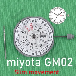 GM02 movement miyota GM02-1AU Slim movement with day-date display japan movement  Chinese and English